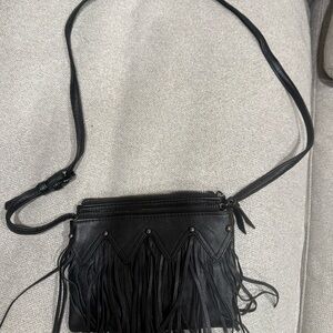Madden Girl Black Fringe Crossbody Shoulder Bag